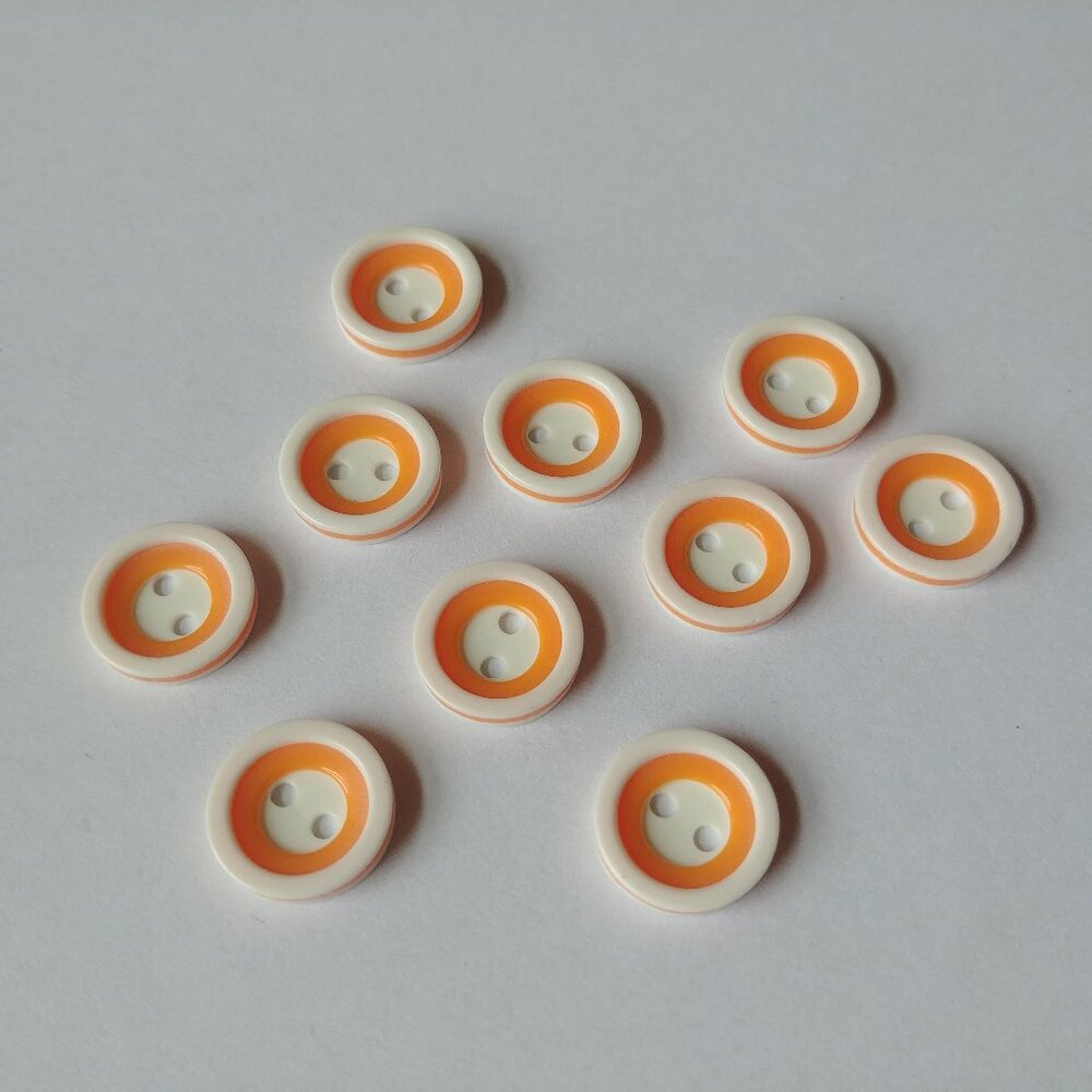 4/$20 Mod retro vibe little orange and off white buttons matching set of 10 ten